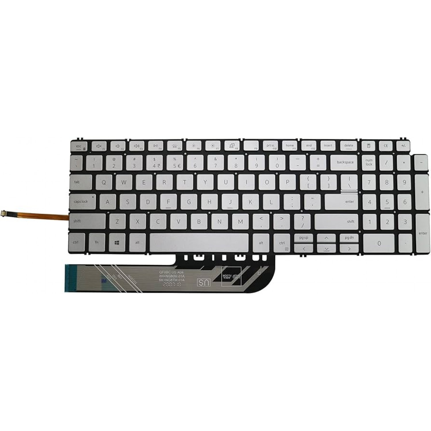 Tastatura laptop noua Dell  Inspiron 15 7590 5584 5590 5593 5594 5598 SILVER without FRAME Backlit US Noi