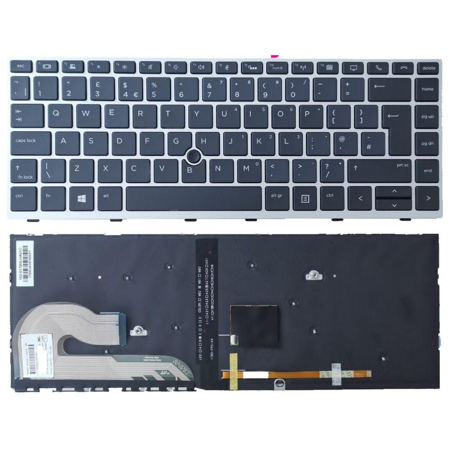 Tastatura laptop noua HP EliteBook 840 G5 846 G5 840 G6 SILVER FRAME BLACK Backlit With Point Stick