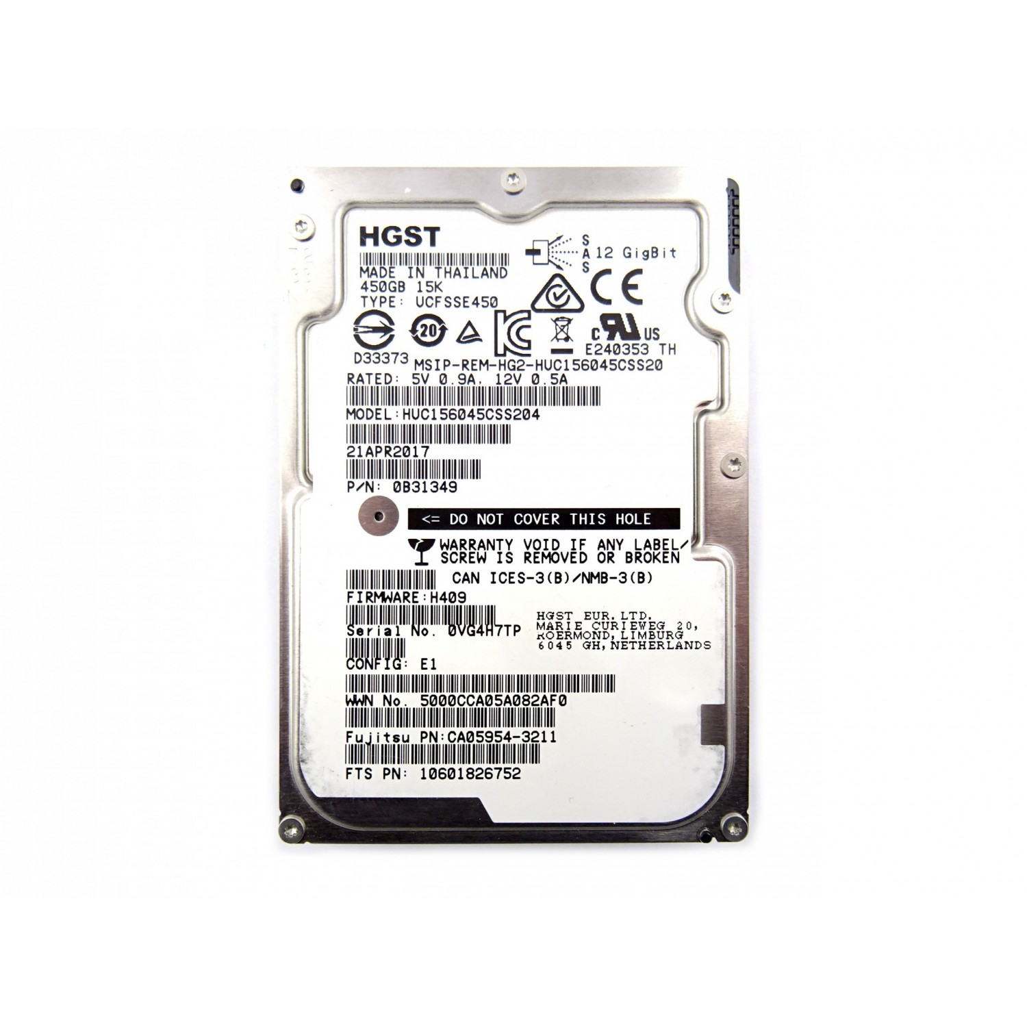 Hard disk server Hitachi HUC156045CSS204 450GB 15K RPM 128MB Cache 12.0Gbps SAS 2.5"