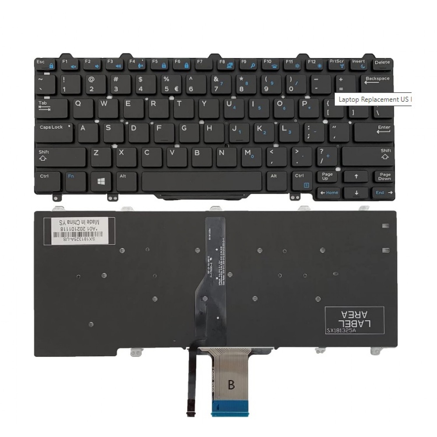 Tastatura laptop noua DELL Latitude E7250 BLACK US Noi