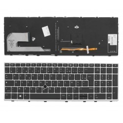 Tastatura laptop second hand HP EliteBook 850 G5 755 G5 ZBook 15u G5 Silver Frame Black AZERTY Backlight