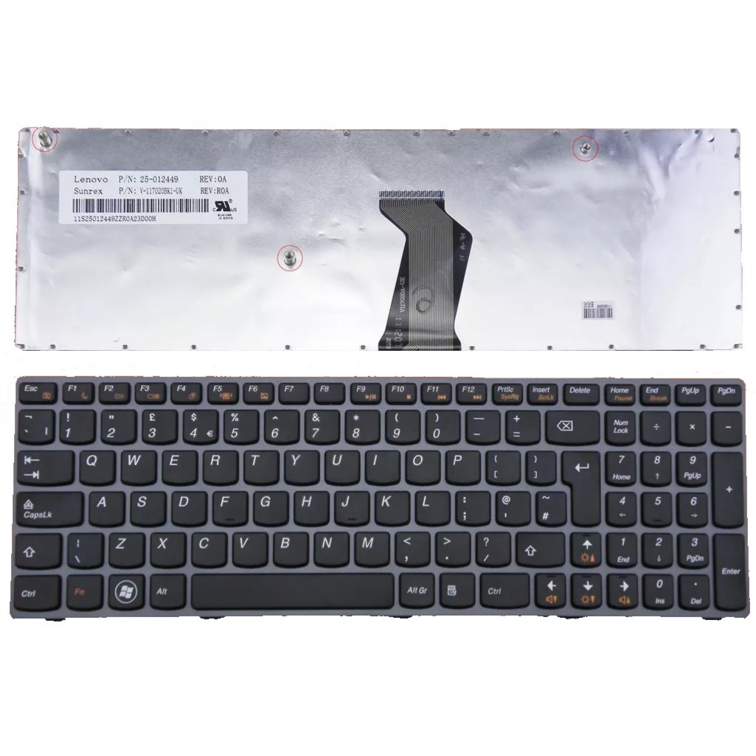 Tastatura laptop noua LENOVO Z560 Z565A G570 G575 Gray Frame Black(reprint) UK Noi