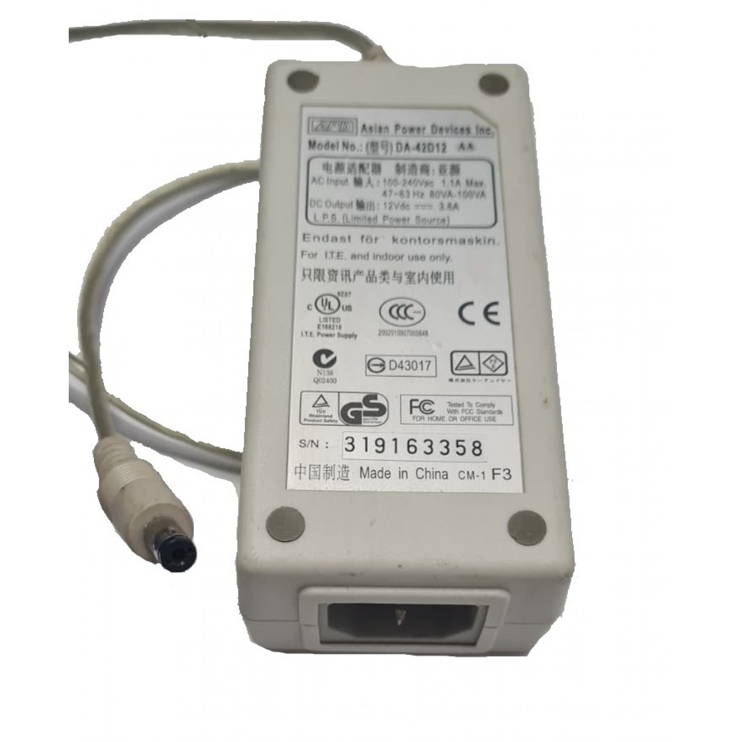 Alimentator Asian Power Devices DA-42D12 12V 3.6A Alimentatoare