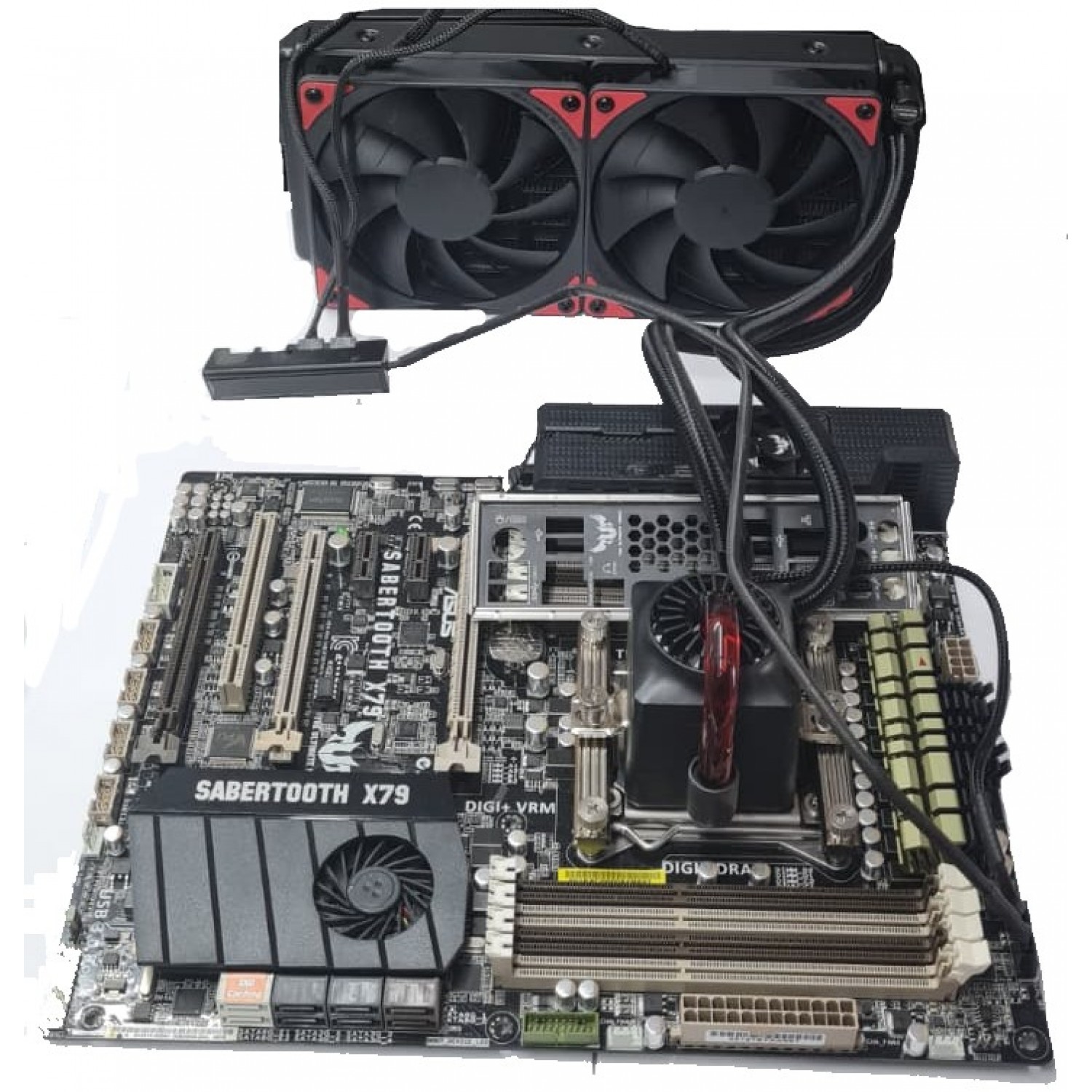 Placa de baza second hand ASUS SABERTOOTH X79 LGA2011 cu procesor INTEL 6 CORE i7-4930K 3.4Ghz si Racire cu apa Gamer Storm Placi de Baza PC