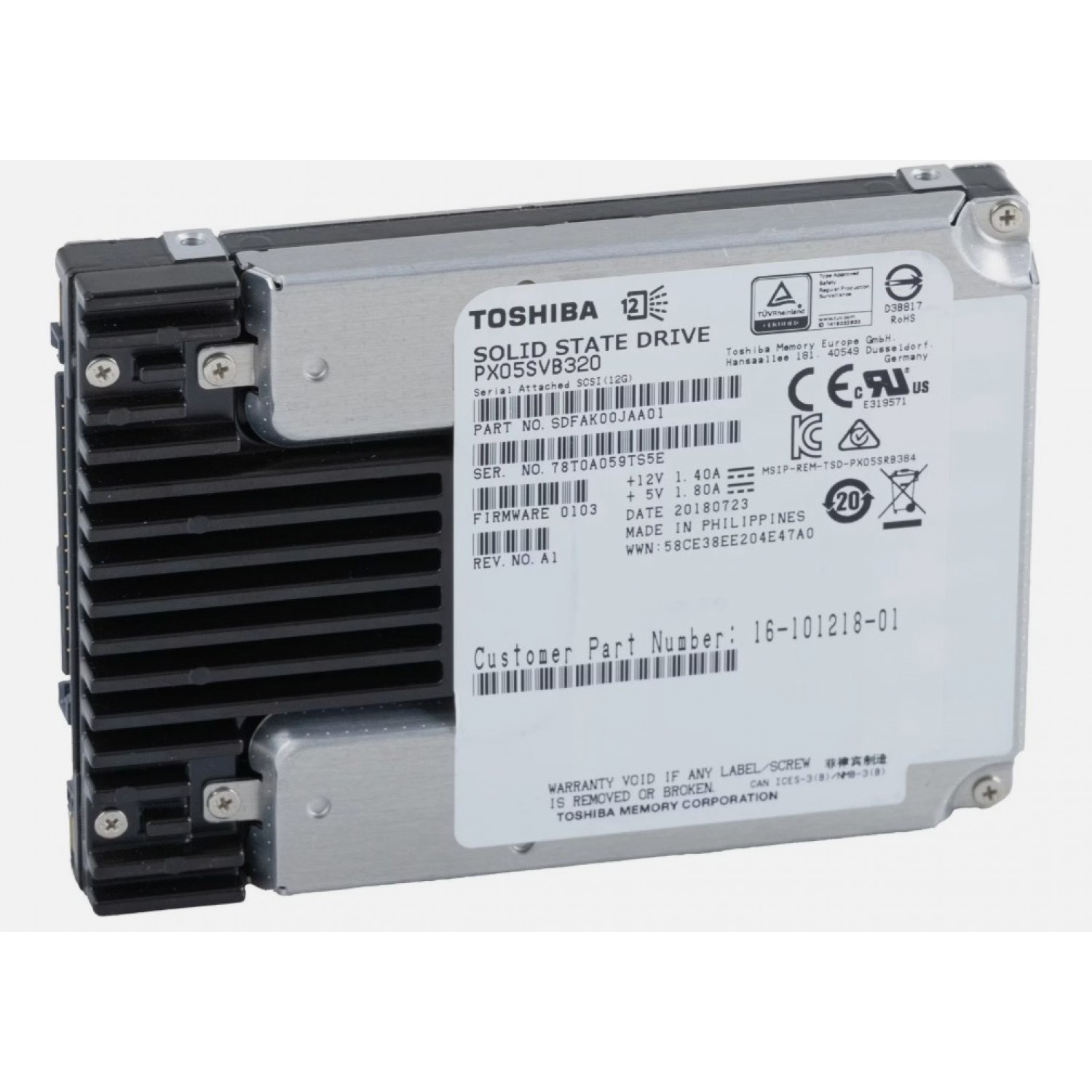 SSD Toshiba PX05SVB320 Server Enterprise 12Gbps 3.2TB 2.5" SAS 16-101218-01 15mm grosime nu merge pe PC Hard Disk-uri PC