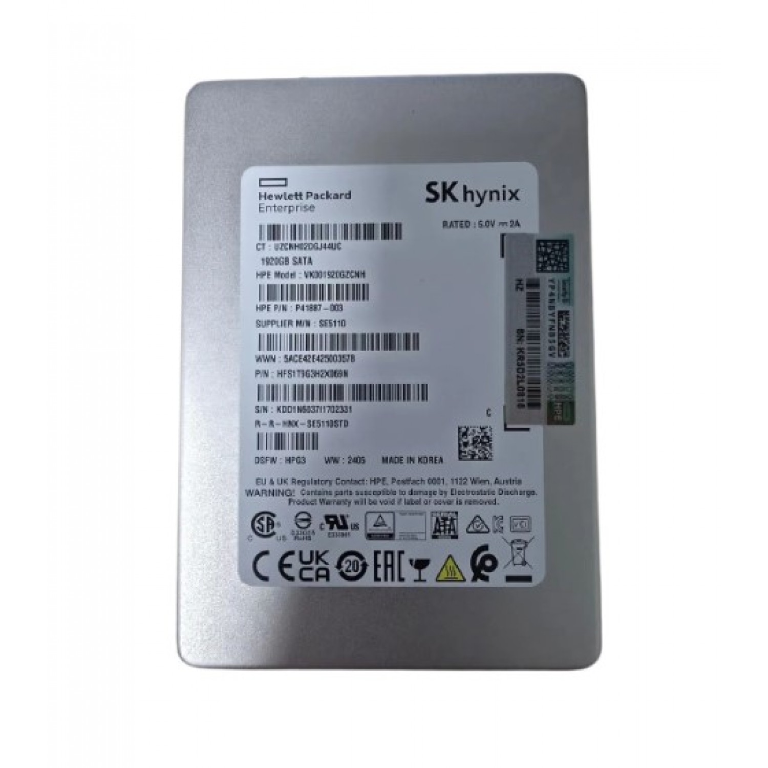 SSD Server HPE SK hynix SE510 1.92TB SATA 6Gb/s 2.5" Enterprise P41887-003 P50094-B21  – 100% Health SSD-uri Enterprise