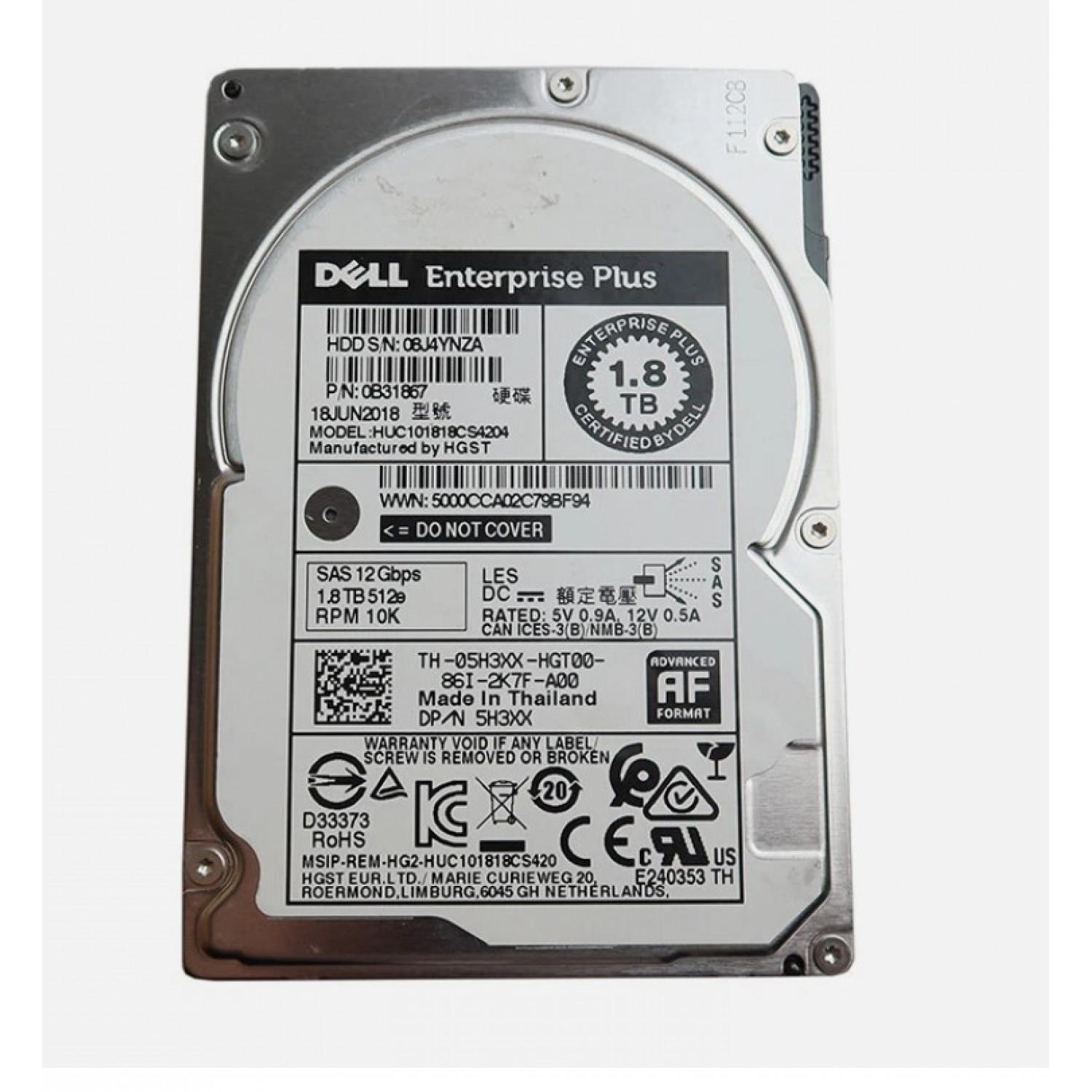 Hard disk server HITACHI HUC101818CS4204 1.8TB 2.5" 128MB CACHE SAS 12.0GB/S 5H3XX 0B31867 Dell Enterprise Plus Hardisk-uri Server