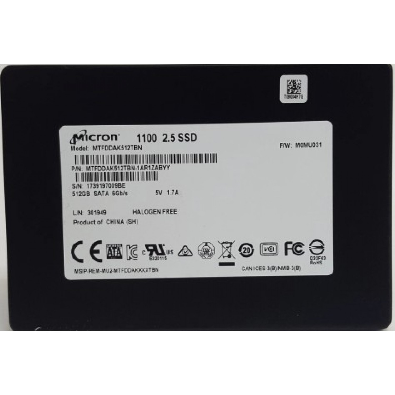 SSD 512GB cu putine zile de functionare Micron 1100 MTFDDAK512TBN Hard Disk-uri