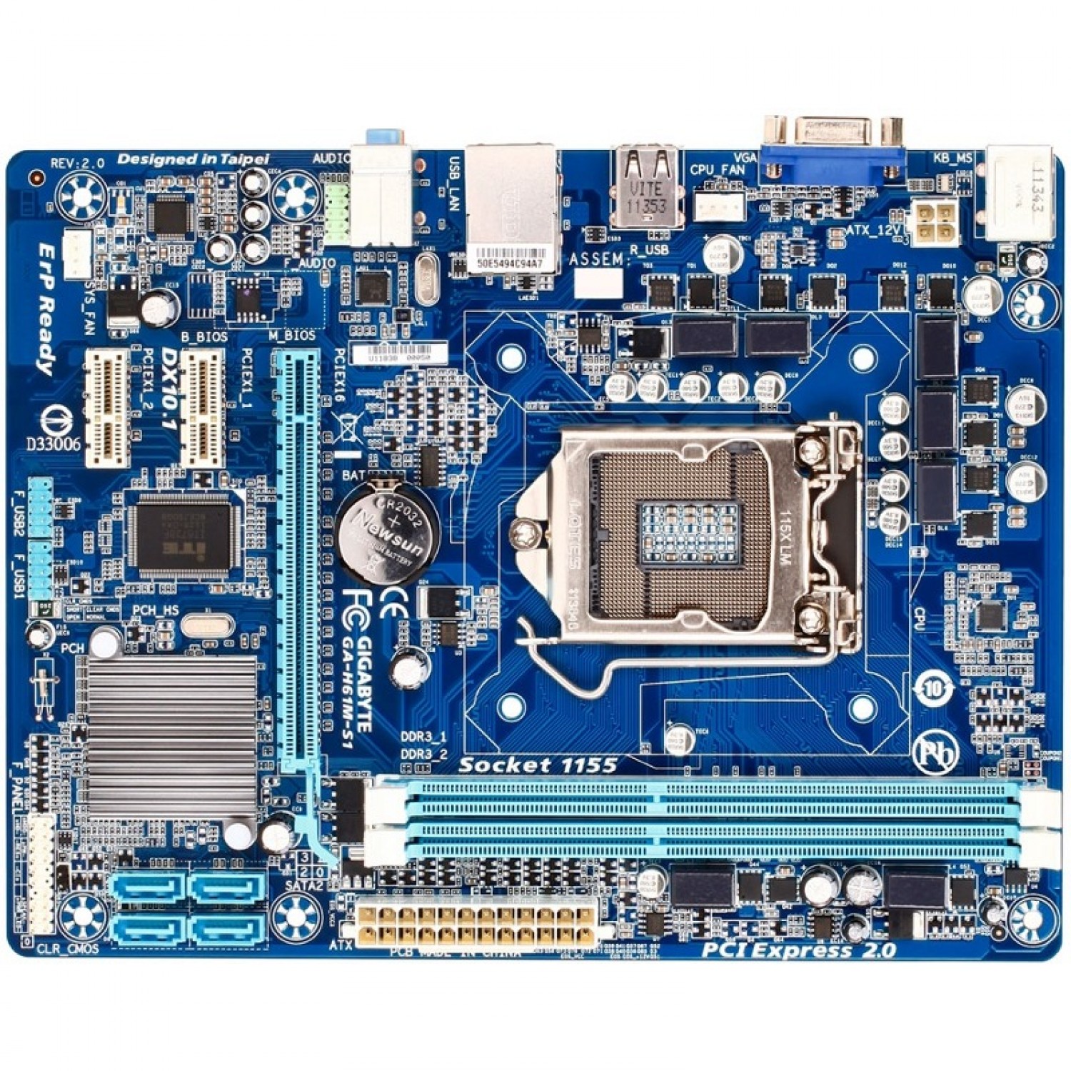 Placa de baza PC GIGABYTE GA-H61M-S1 LGA 1155 cu cooler si G2030 bonus