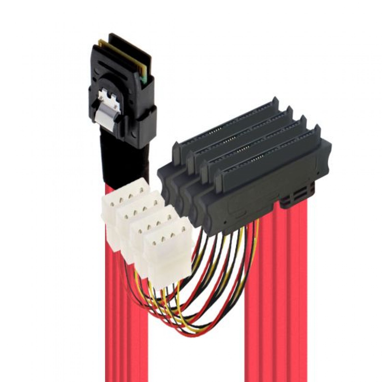 Cablu Mini SAS (SFF-8087)  la 4 SATA cu alimentare Molex