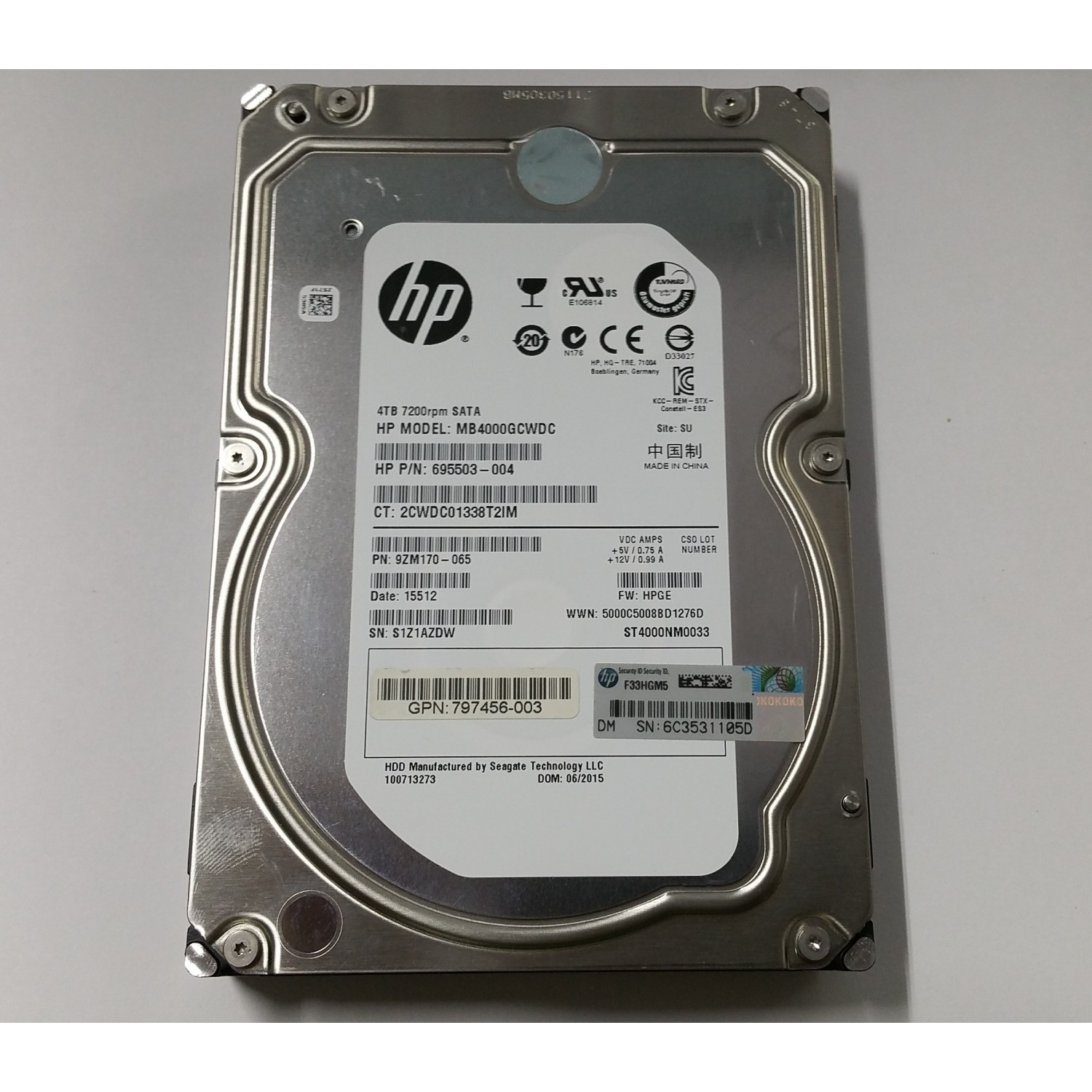 Hard disk HP Enterprise 4TB 7200RPM SATA 3.5" MB4000GCWDC 695503-004 657753-007 693720-001 797456-003