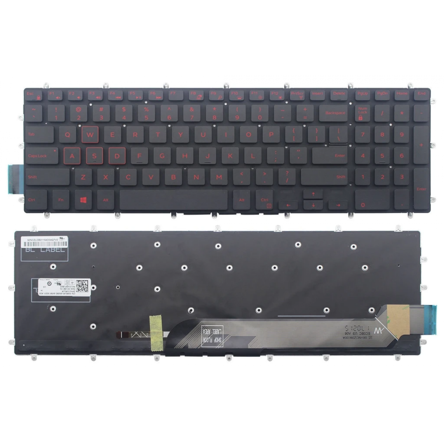 Tastatura laptop noua Dell Inspiron Gaming 15-7566 Black Backlit Red Printing Win 8 US