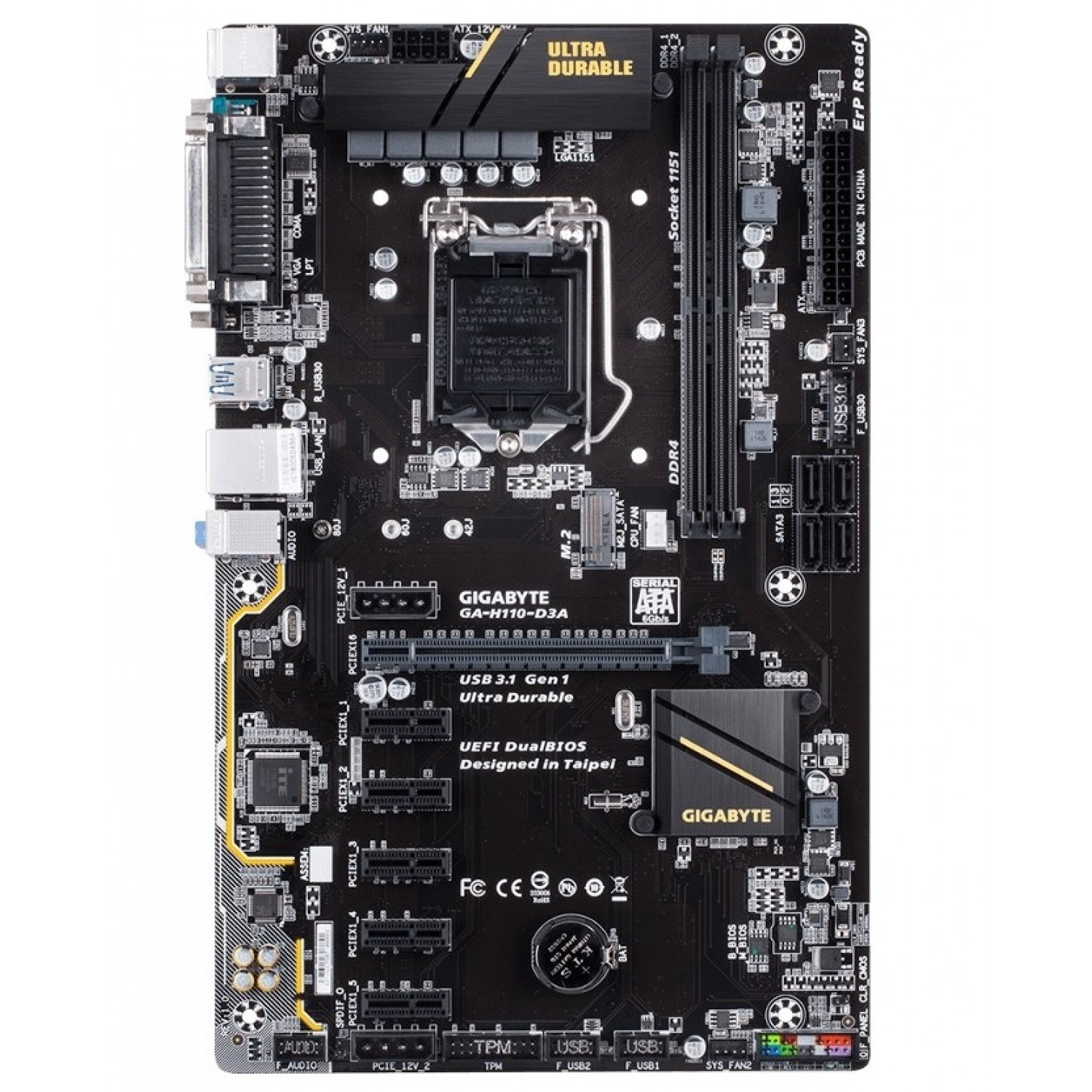 Placa de baza GIGABYTE GA-H110-D3A 1151 + Cooler stock intel