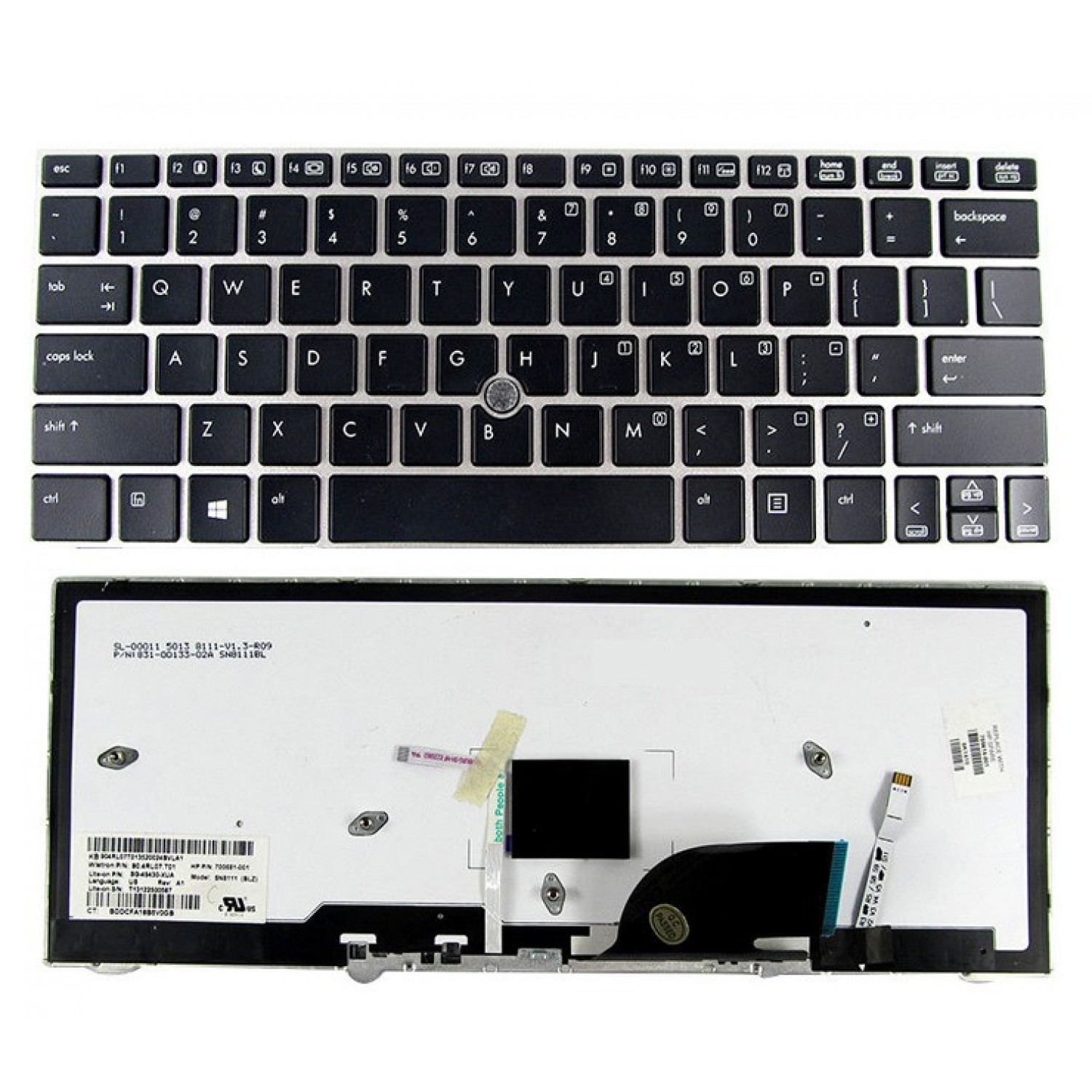 Tastatura laptop noua HP 2170P SILVER FRAME BLACK With Backlit US
