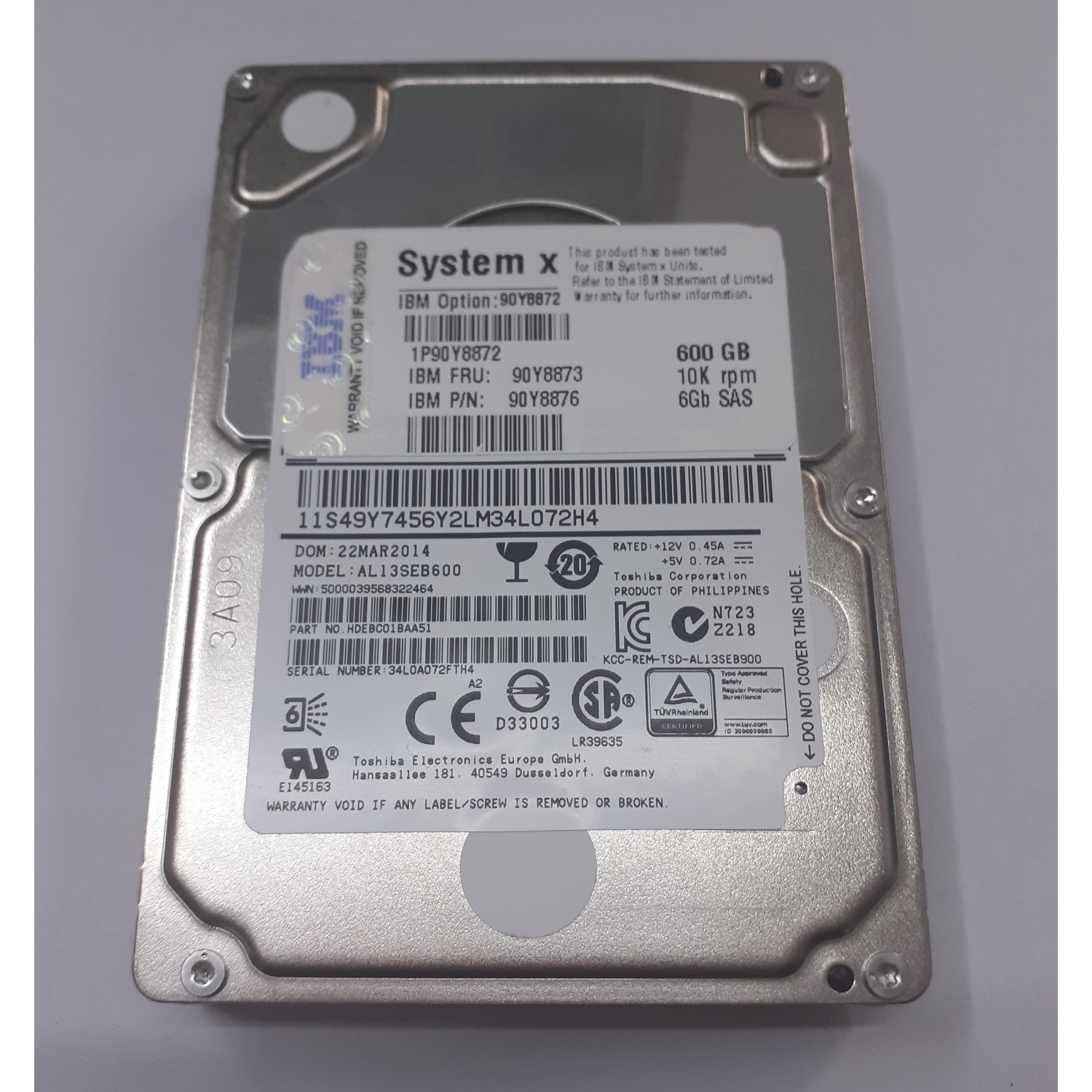 Hard disk server IBM 600GB 10K 2.5" 90Y8873 SAS Hardisk-uri Server