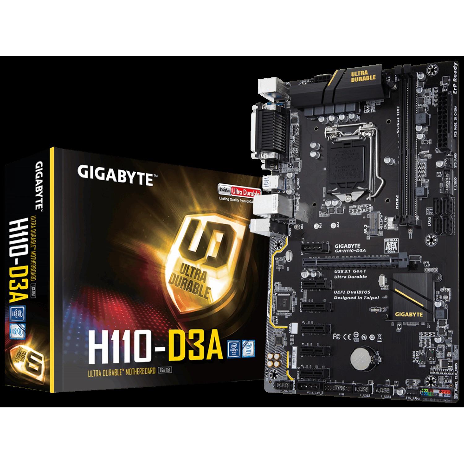 Placa de baza ca noua in cutie GIGABYTE GA-H110-D3A  Socket 1151