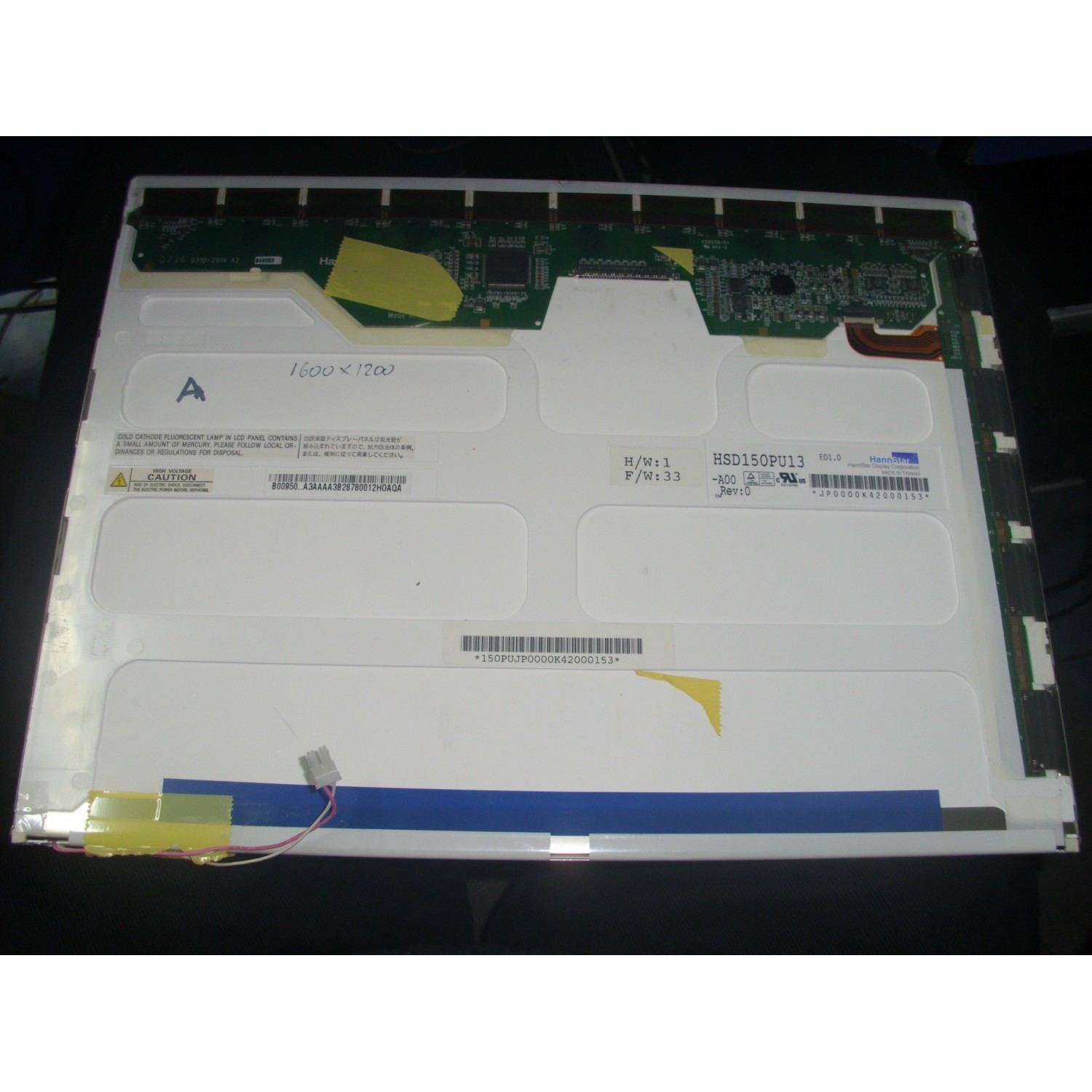 Display laptop second hand HannStar 15'' UXGA 1600 x 1200 CCFL 30 pin