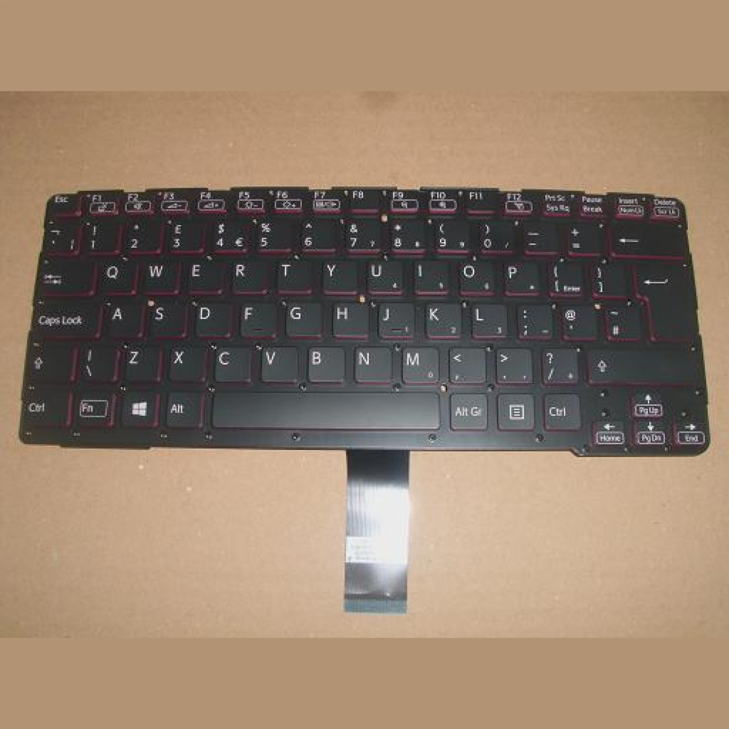 Tastatura laptop noua SONY SVE14A BLACK (Red side,backlit,without frame UK)